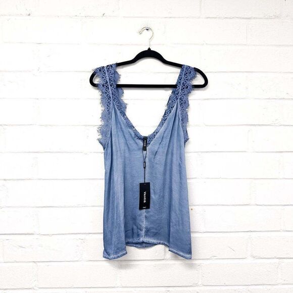 Blue Lace Trim Women's Top - Picture 1 of 1